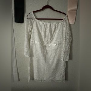 White off shoulder laced short dress. Beautiful